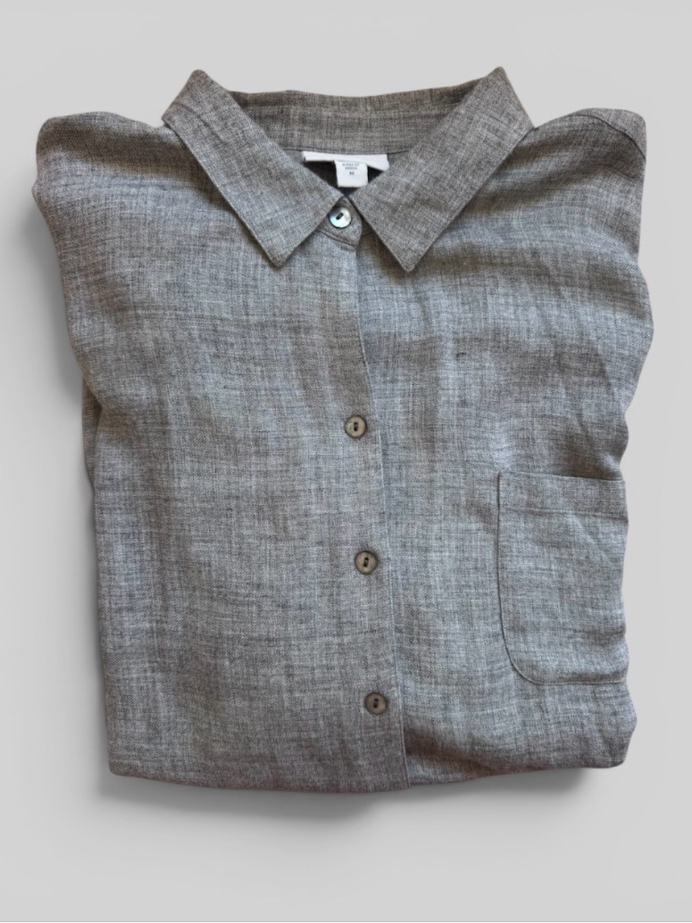 J. Jill Gray Textured Button Front Shirt Medium Relaxed Fit